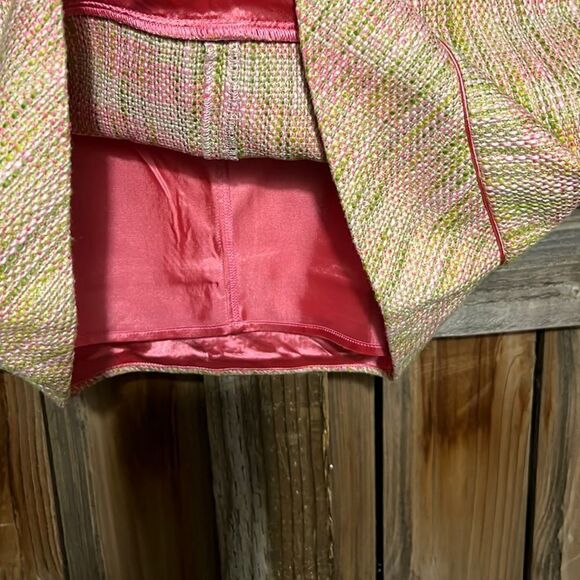Sigrid Olsen skirt 100% cotton tweed pink green lined 8 NWOT FIRM on PRICE - Picture 3 of 6